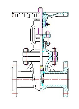 Z41H法蘭閘閥外形結構圖