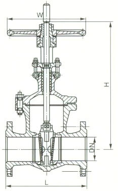 Z41H鑄鋼閘閥外形結構圖