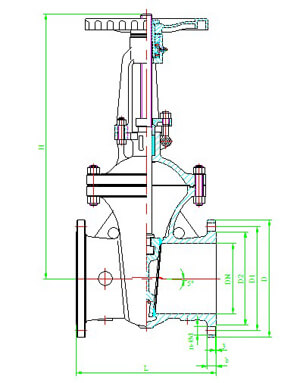 Z41Y硬質合金閘閥外形結構圖